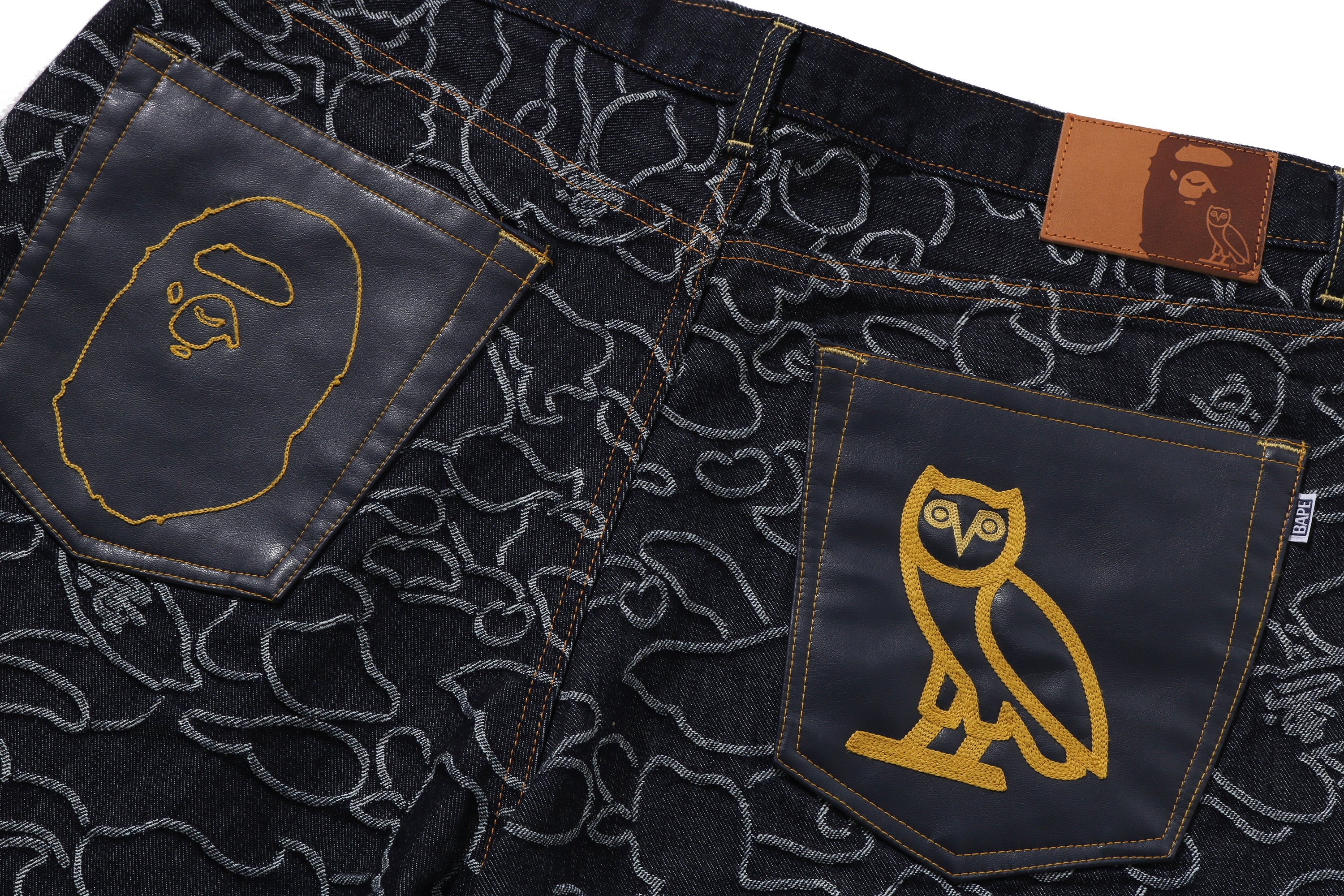 BAPE X OVO NEON 1ST CAMO JACQUARD DENIM PANTS - Image 3