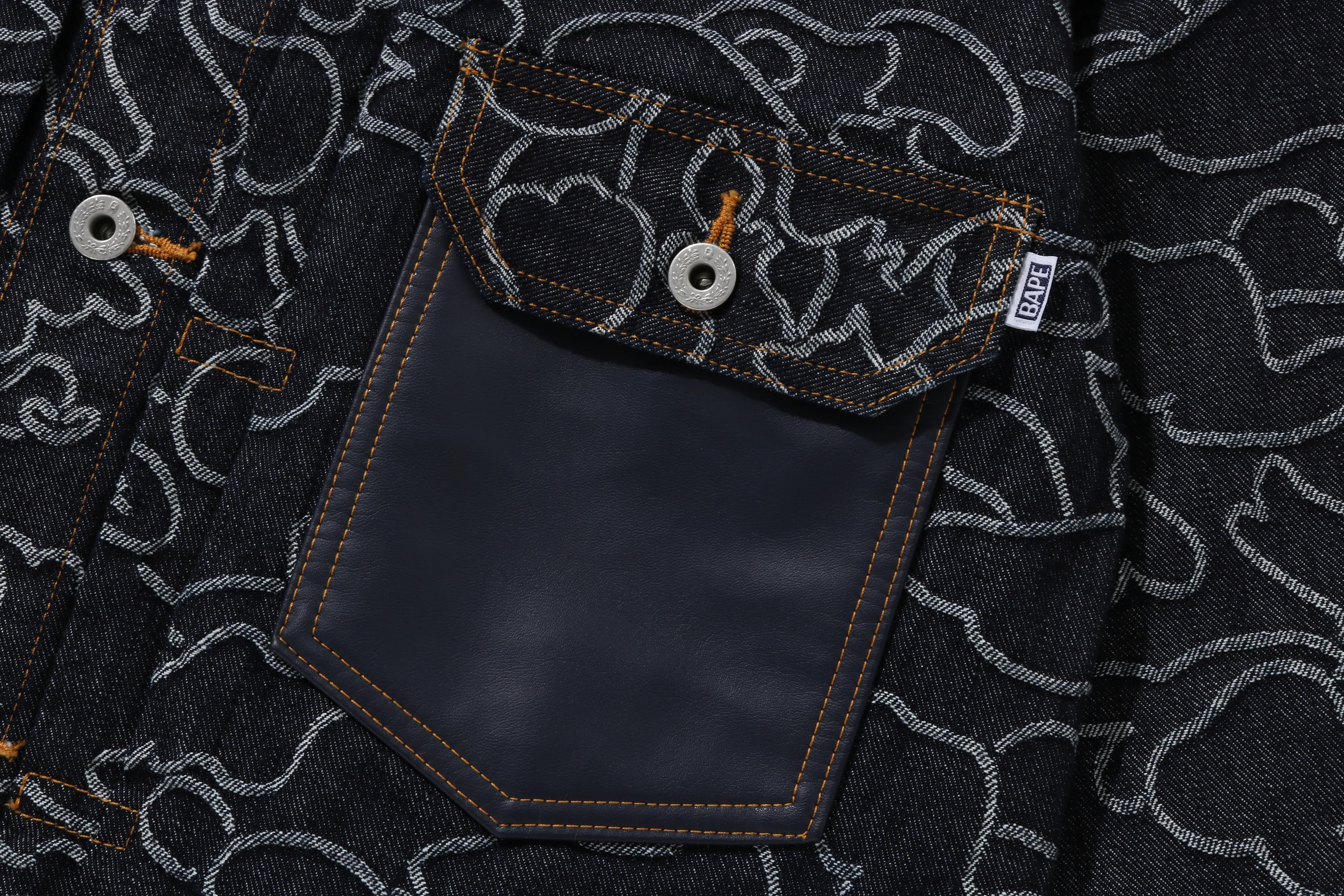 BAPE X OVO NEON 1ST CAMO JACQUARD DENIM JACKET - Image 4