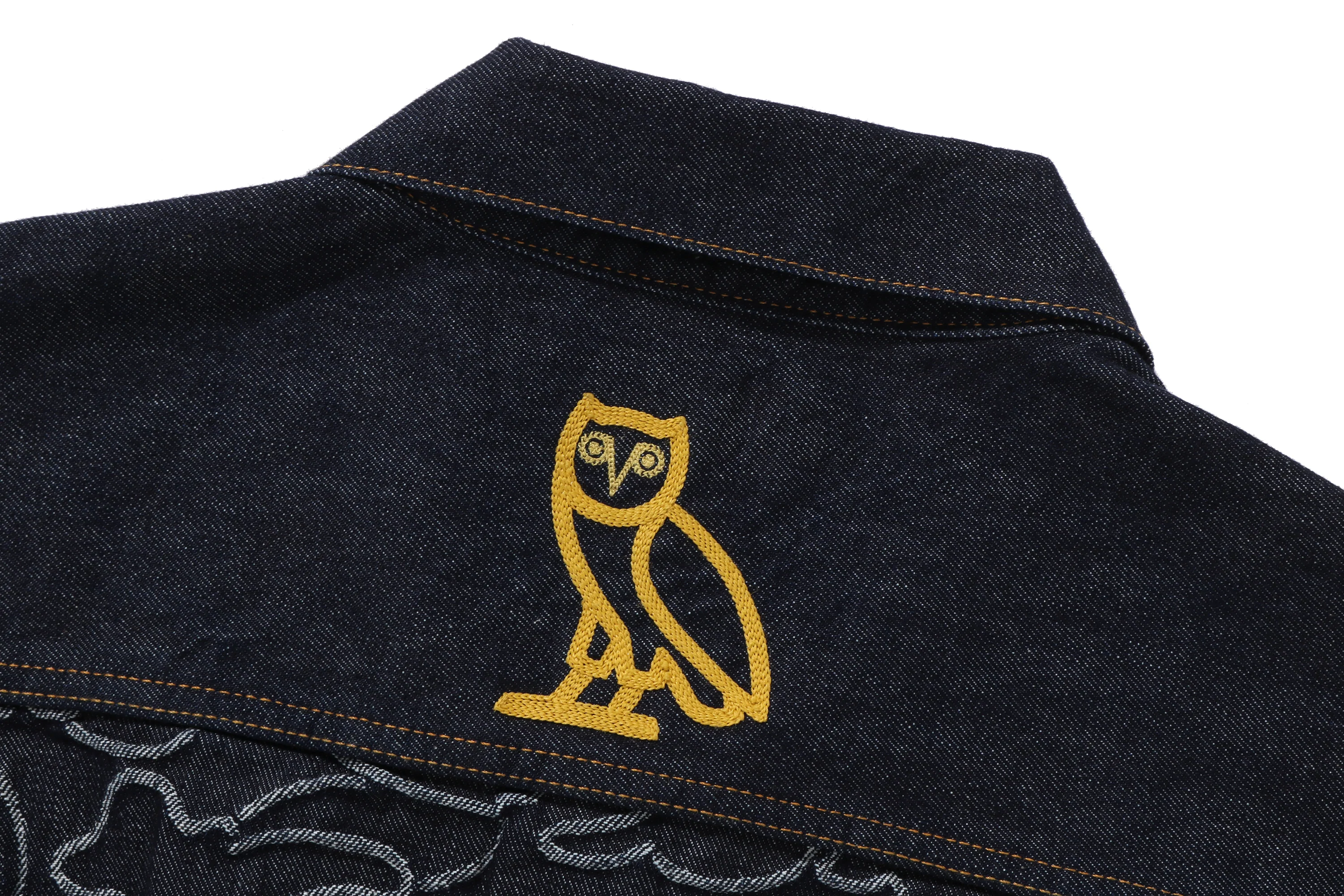 BAPE X OVO NEON 1ST CAMO JACQUARD DENIM JACKET - Image 5