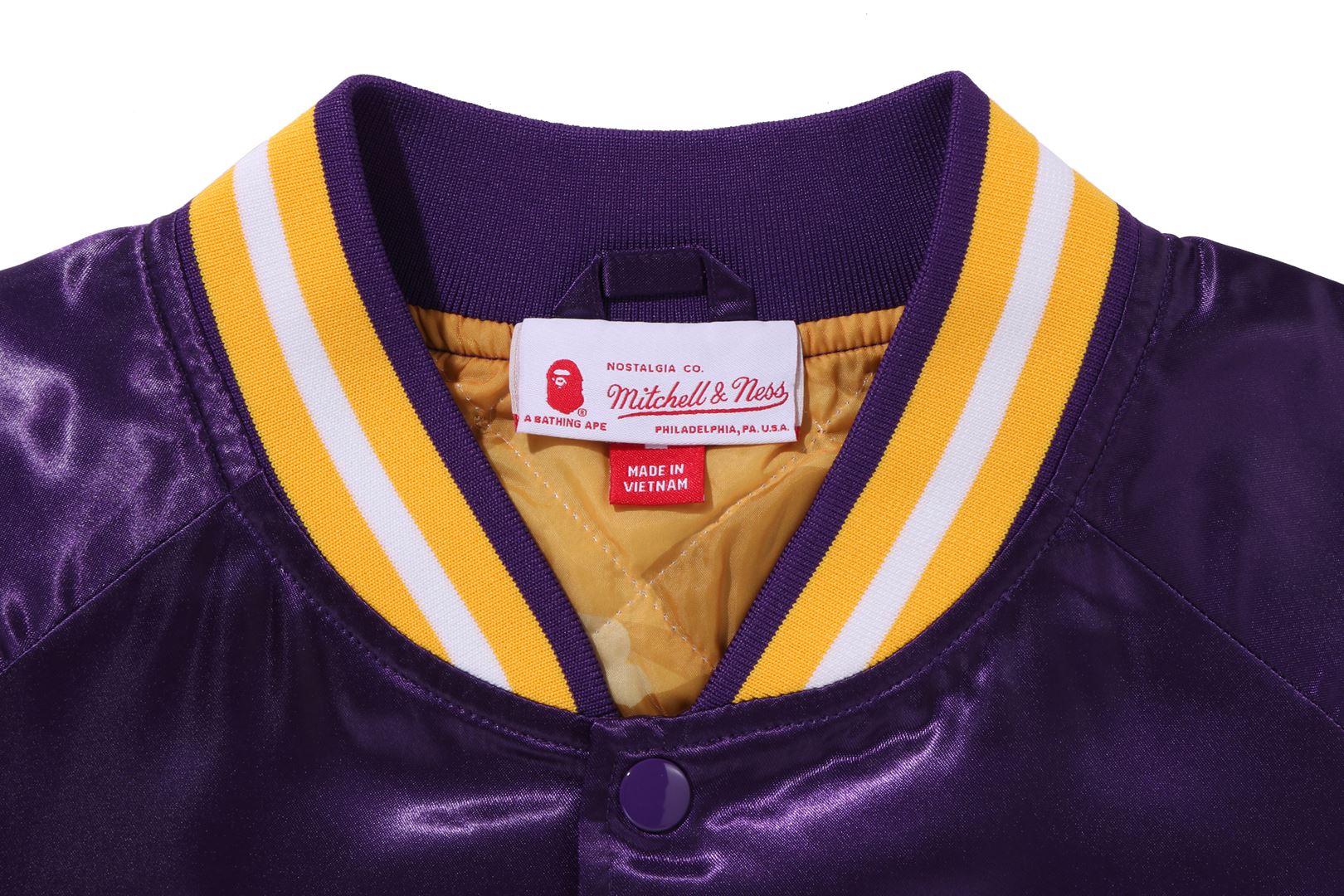 BAPE X M&N NBA - LOS ANGELES LAKERS SATIN JACKET - Image 10