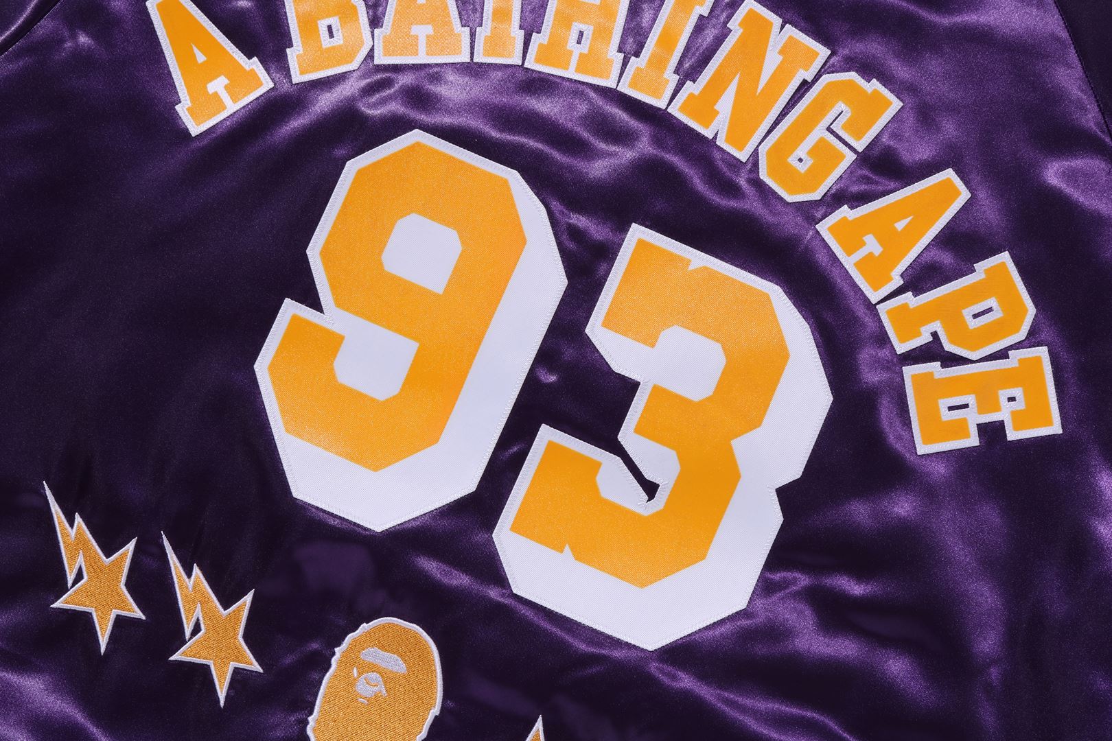 BAPE X M&N NBA - LOS ANGELES LAKERS SATIN JACKET - Image 5