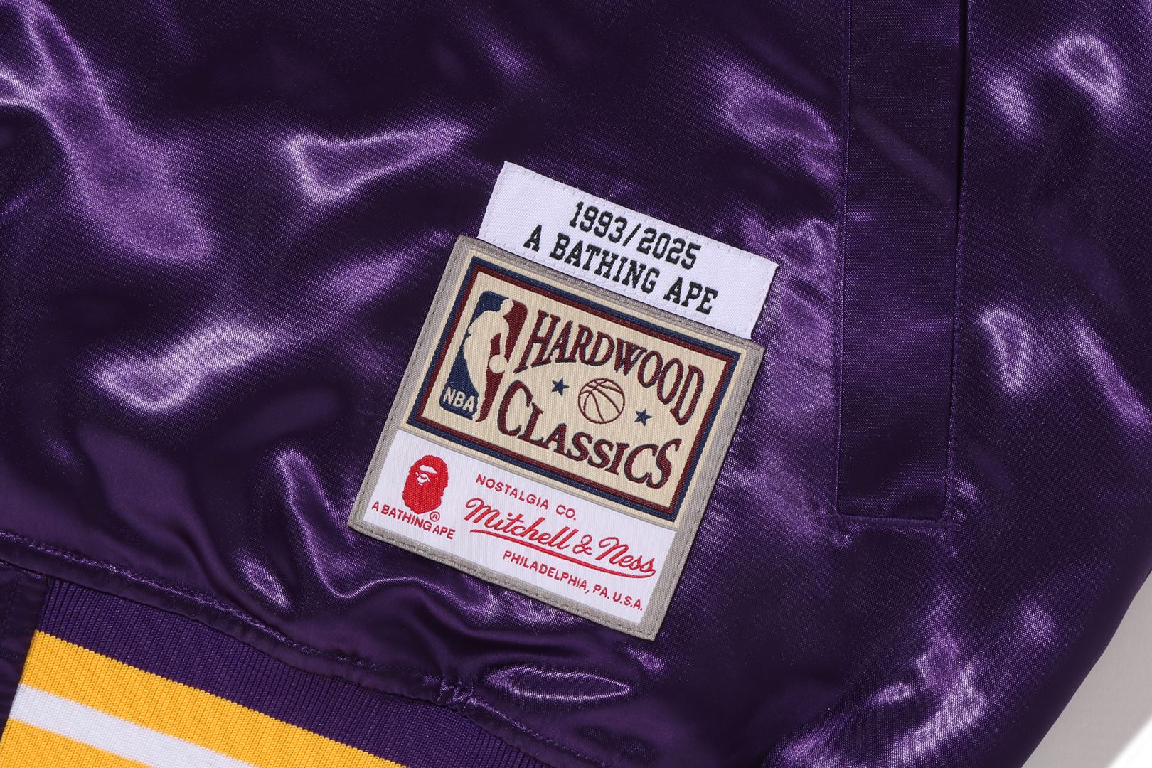 BAPE X M&N NBA - LOS ANGELES LAKERS SATIN JACKET - Image 6