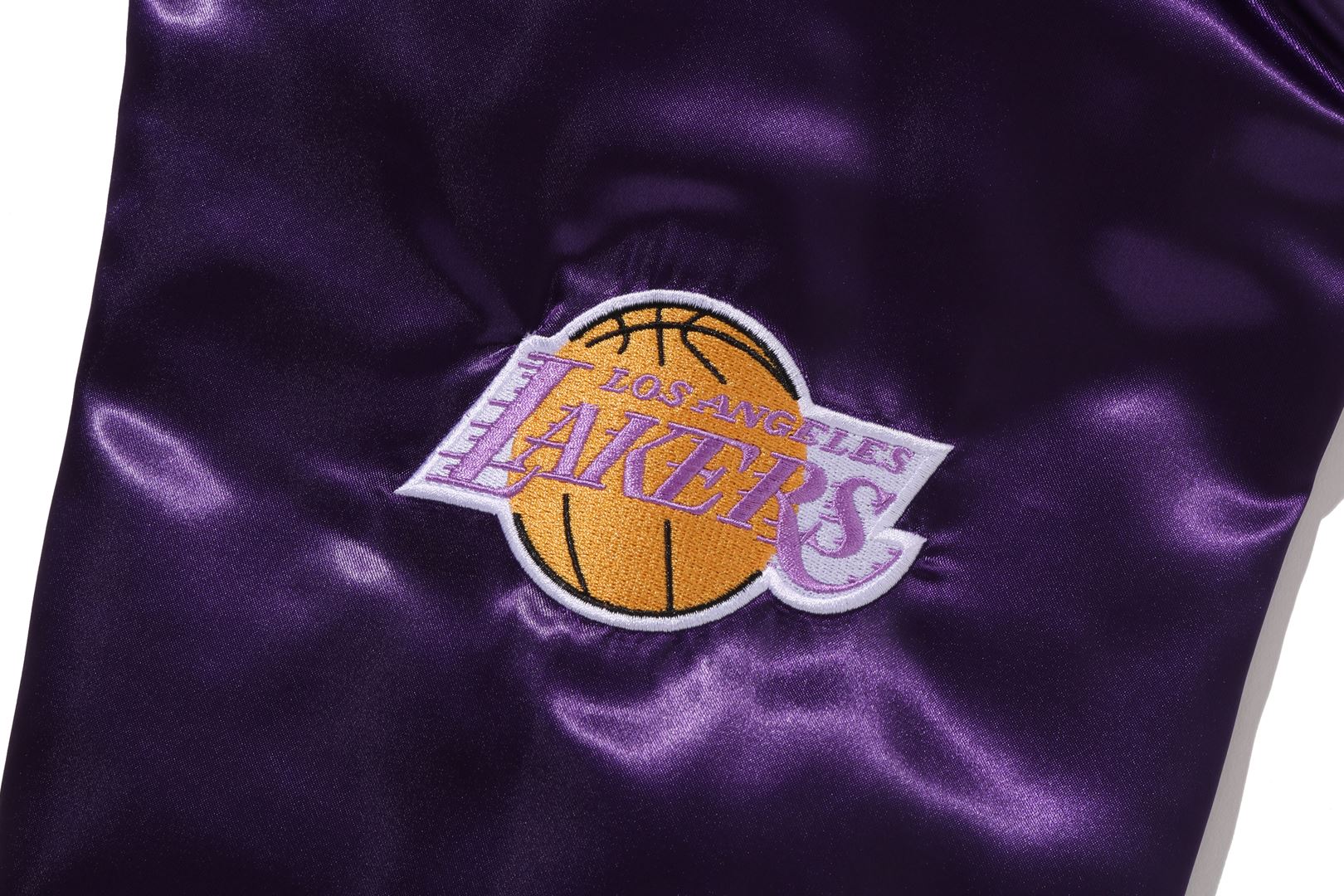 BAPE X M&N NBA - LOS ANGELES LAKERS SATIN JACKET - Image 8