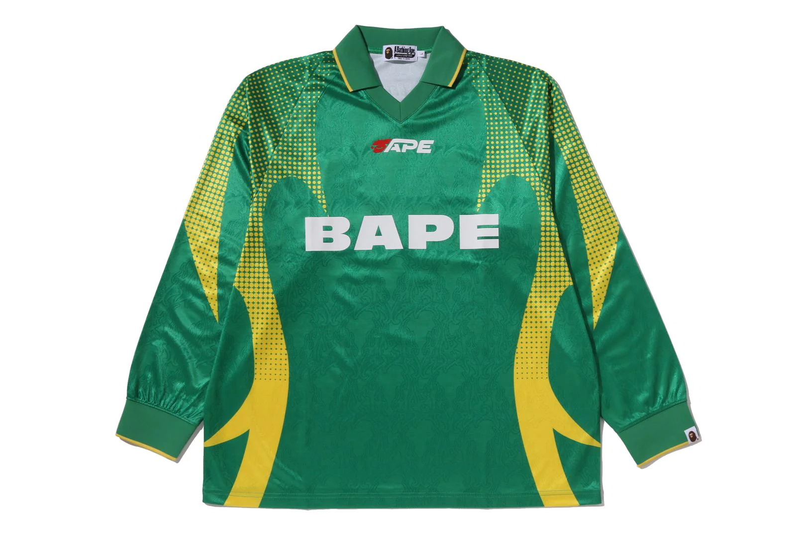APE FLAME MONOGRAM JACQUARD LOGO RELAXED FIT FOOTBALL JERSEY - Image 4