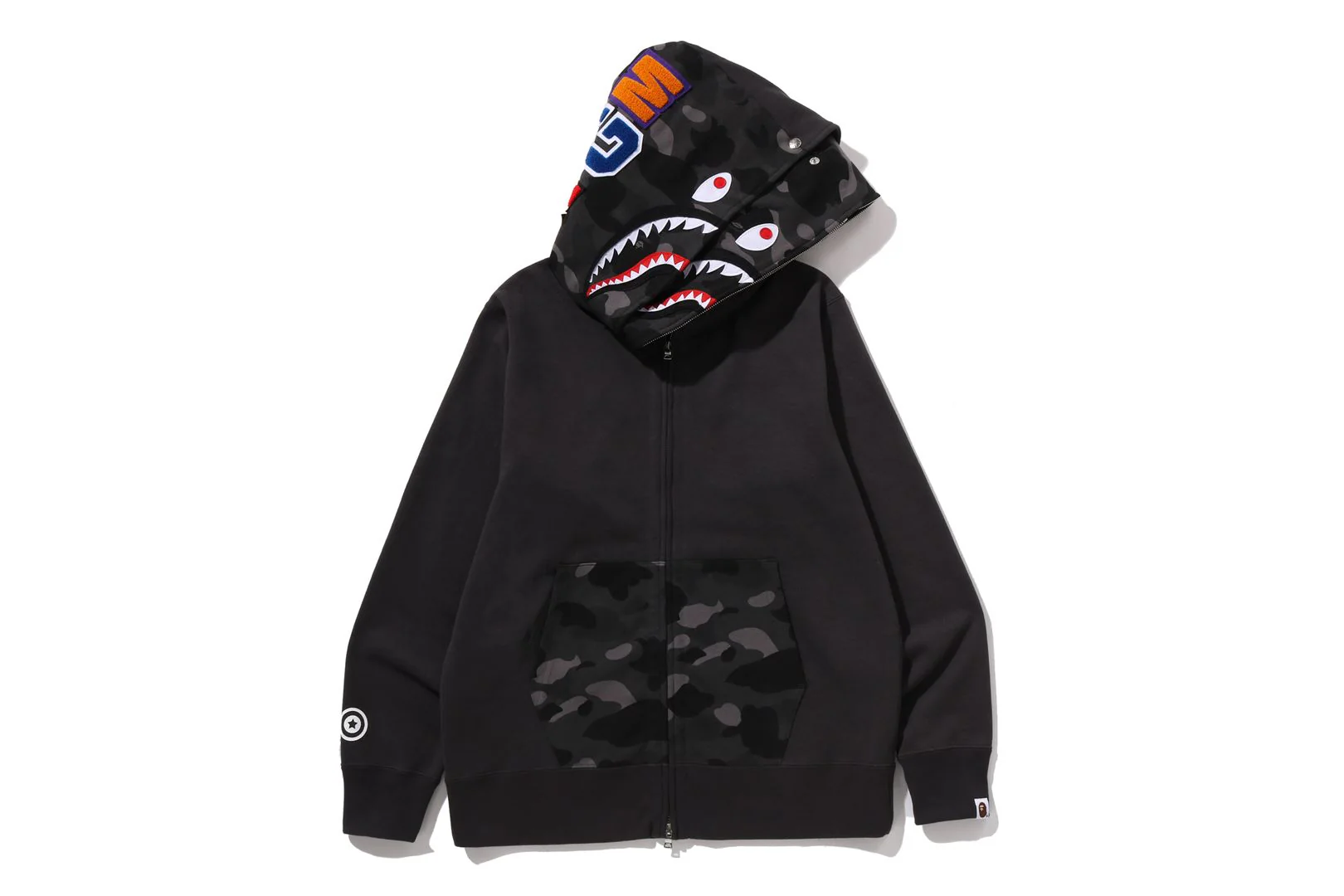 COLOR CAMO SHARK FULL ZIP DOUBLE HOODIE - Image 13