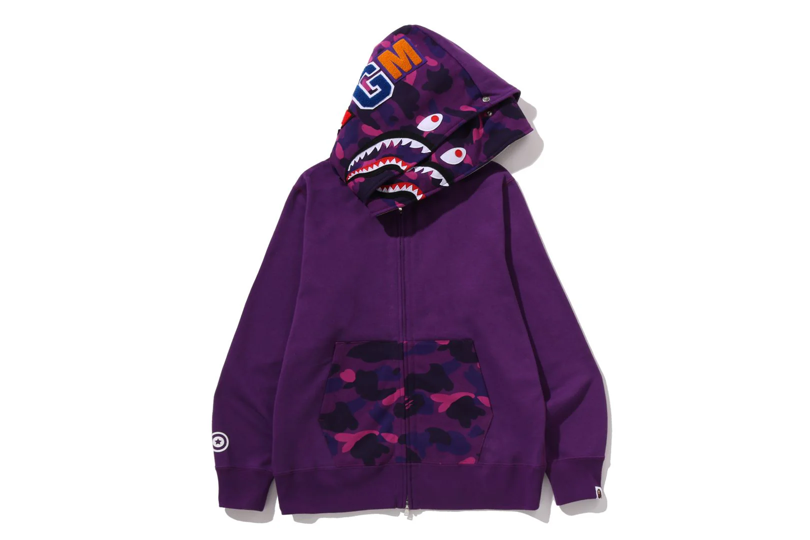 COLOR CAMO SHARK FULL ZIP DOUBLE HOODIE - Image 2