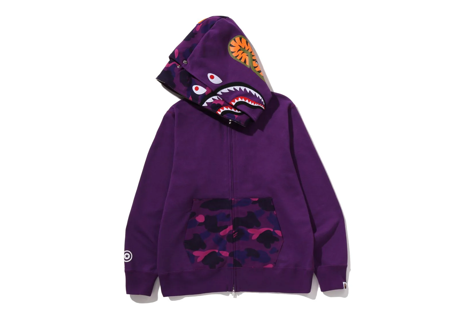 COLOR CAMO SHARK FULL ZIP DOUBLE HOODIE - Image 3