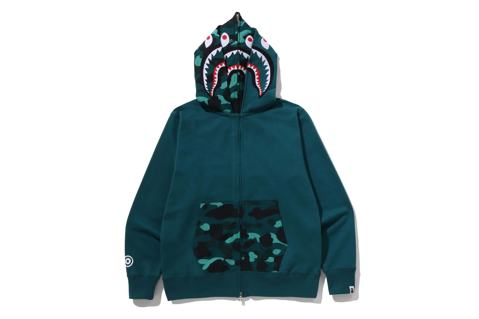 COLOR CAMO SHARK FULL ZIP DOUBLE HOODIE - Image 5