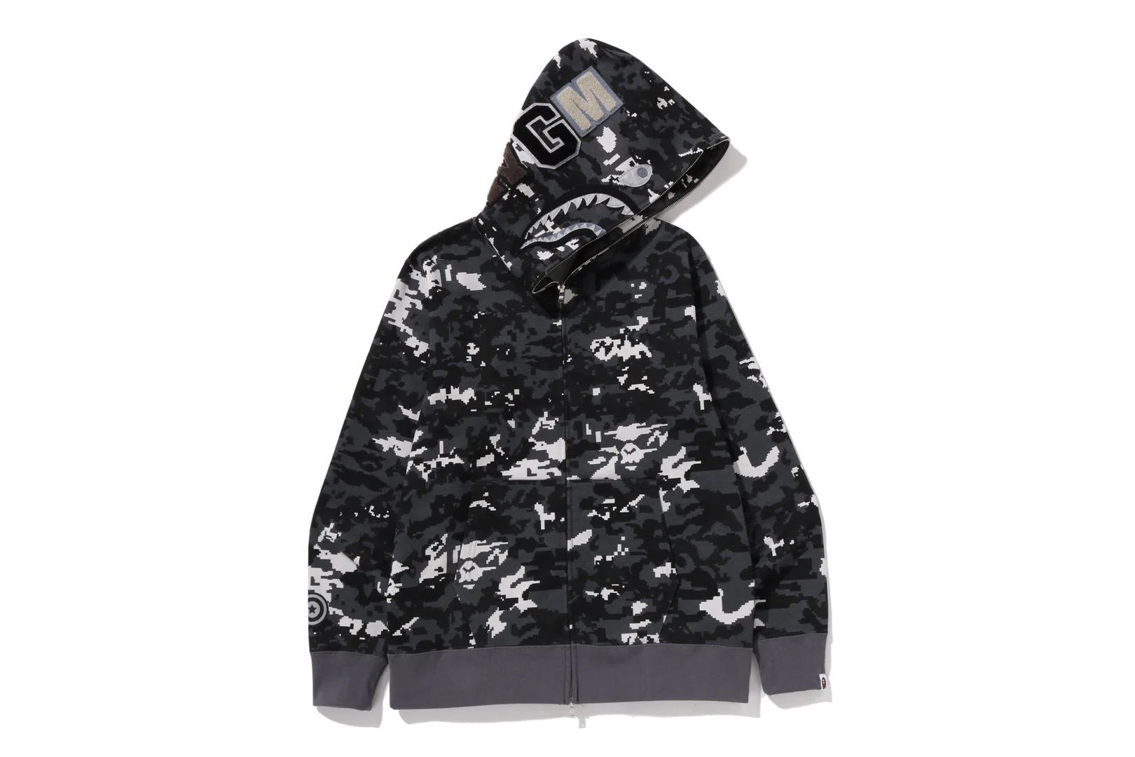 MULTI PIXEL CAMO SHARK REGULAR FIT FULL ZIP HOODIE - Image 4