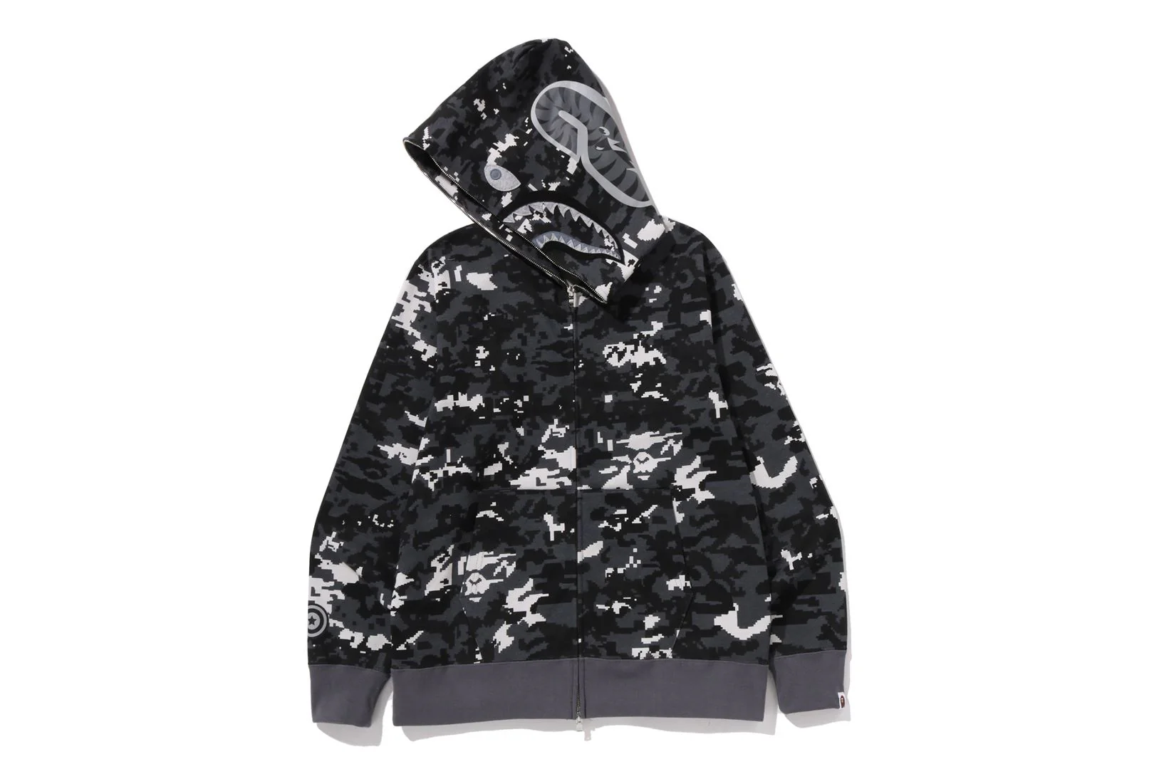 MULTI PIXEL CAMO SHARK REGULAR FIT FULL ZIP HOODIE - Image 5