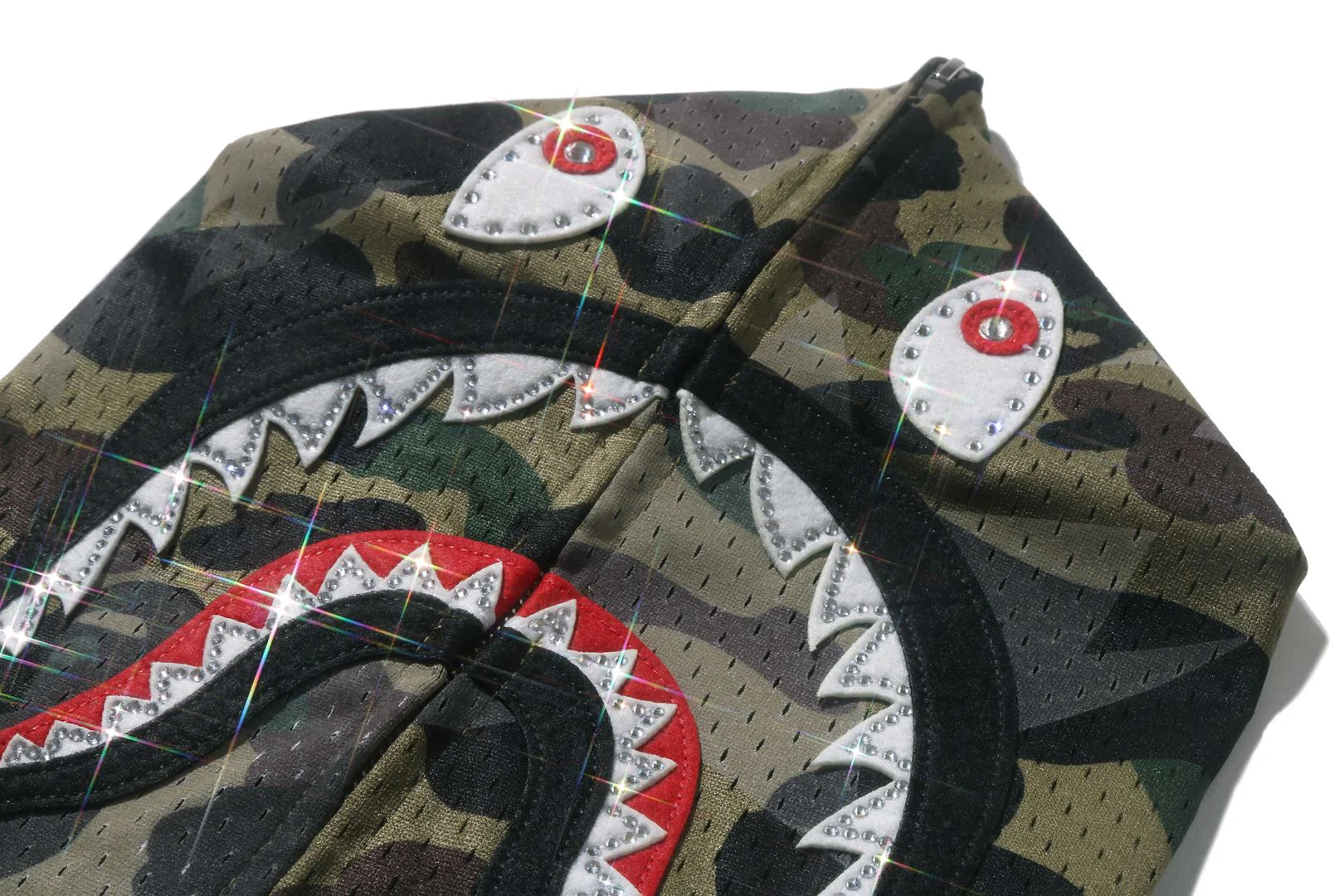 STA OVER PRINT 1ST CAMO MESH SHARK CROPPED FIT FULL ZIP HOODIE - Image 4