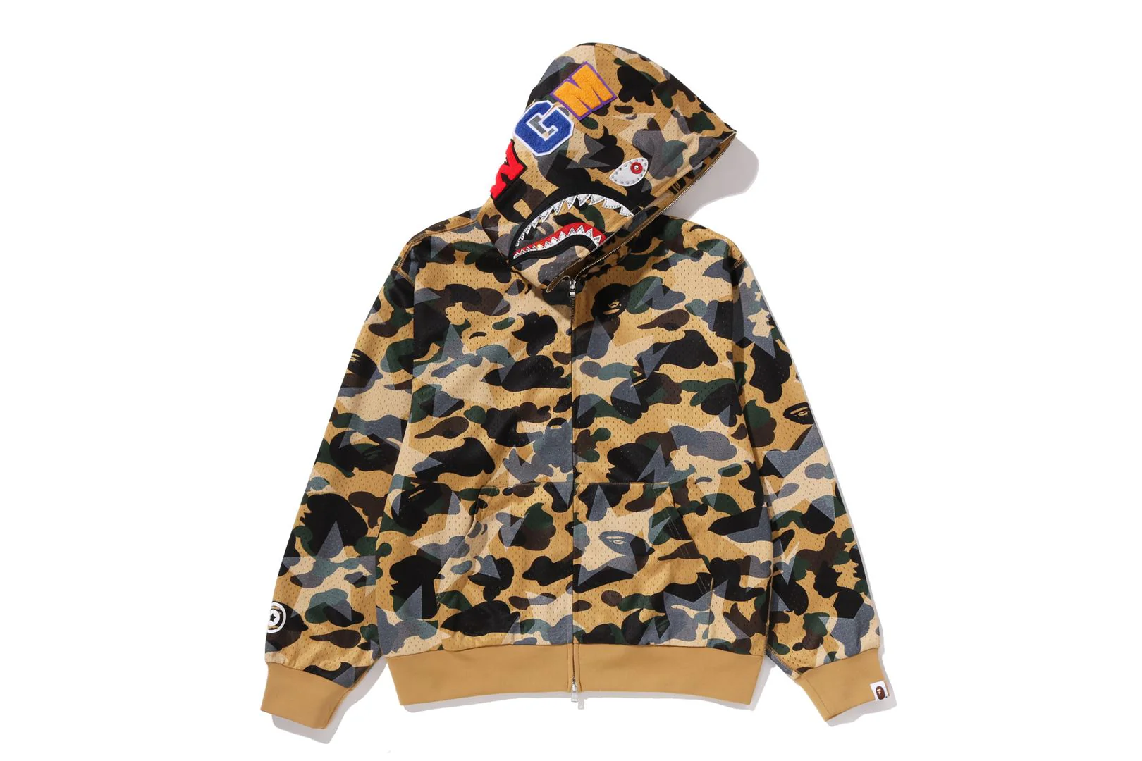 STA OVER PRINT 1ST CAMO MESH SHARK CROPPED FIT FULL ZIP HOODIE - Image 5