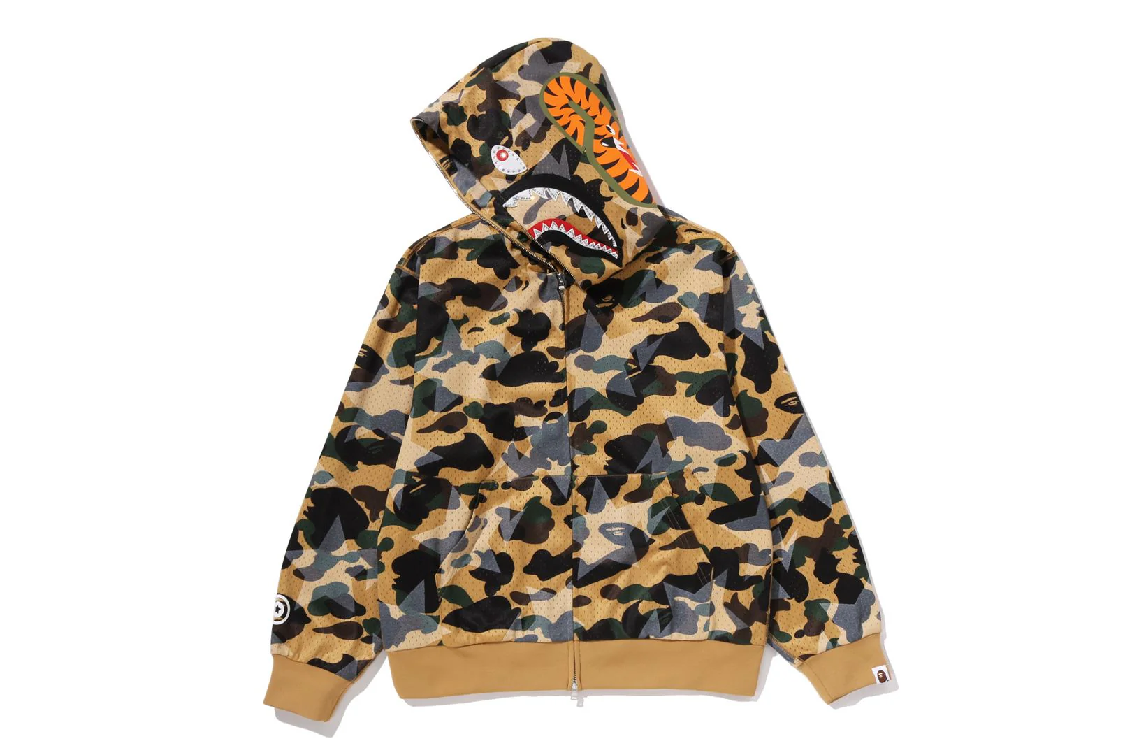 STA OVER PRINT 1ST CAMO MESH SHARK CROPPED FIT FULL ZIP HOODIE - Image 6
