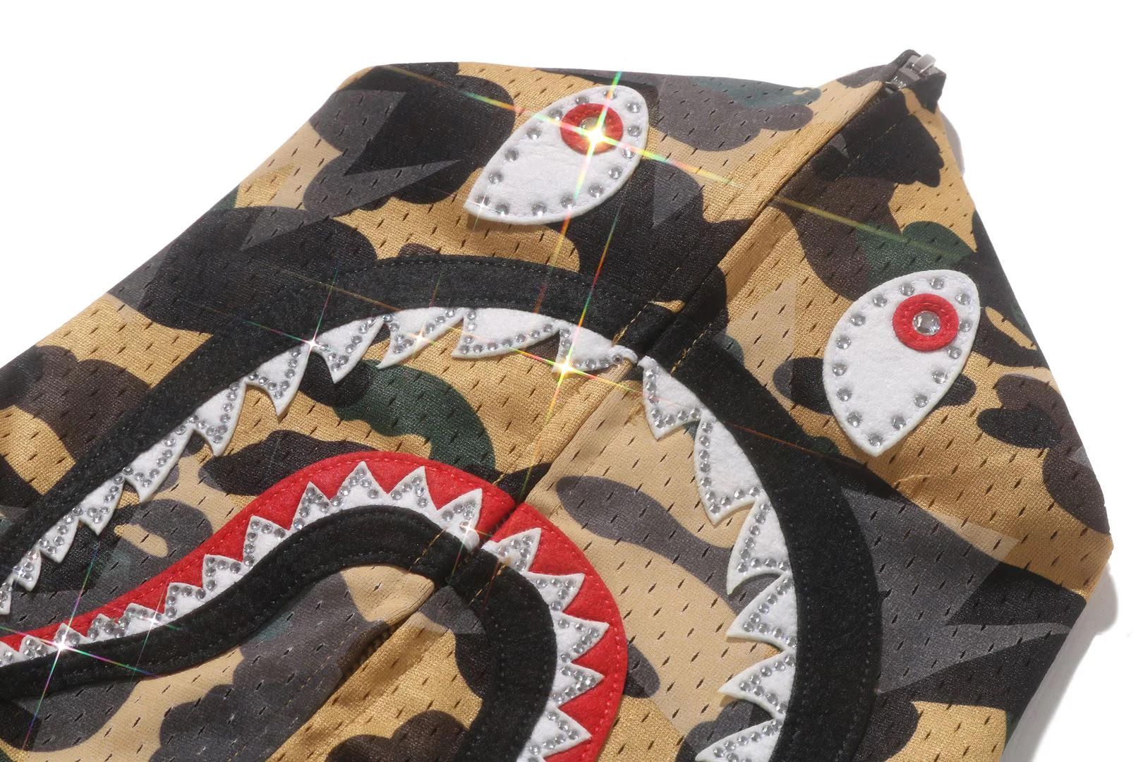 STA OVER PRINT 1ST CAMO MESH SHARK CROPPED FIT FULL ZIP HOODIE - Image 8