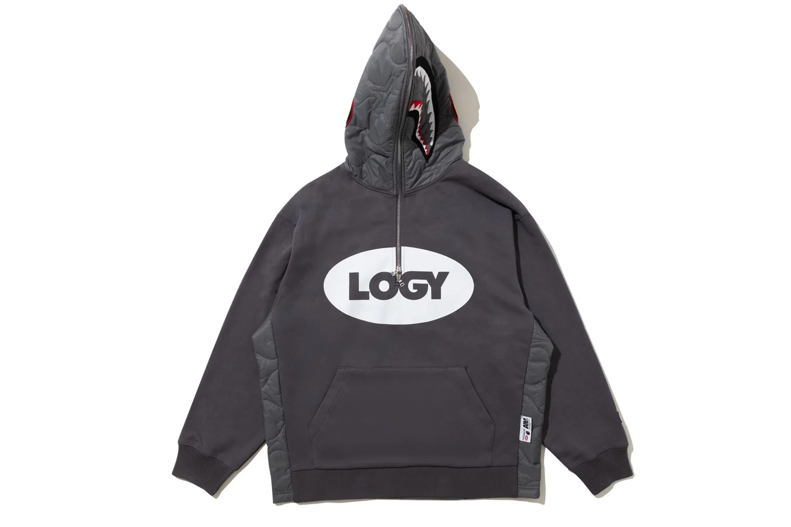 BAPE X KAZUKI LOGY HALF ZIP SHARK RELAXED FIT PULLOVER HOODIE - Image 2