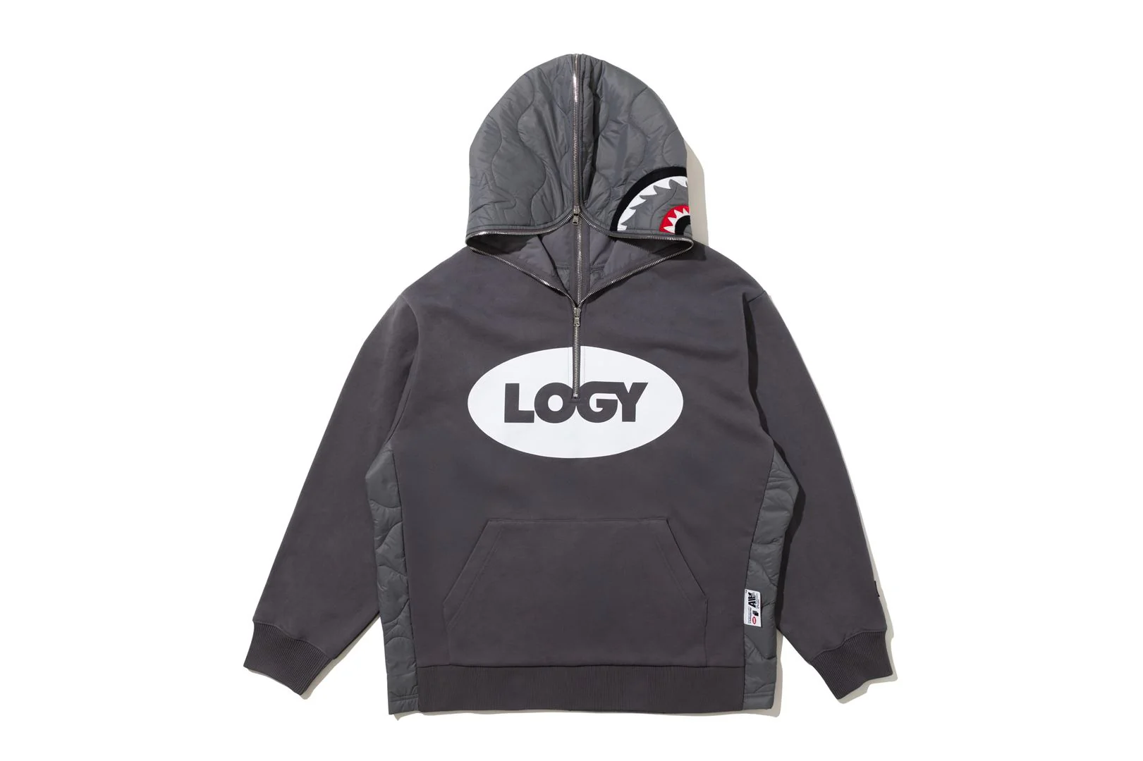 BAPE X KAZUKI LOGY HALF ZIP SHARK RELAXED FIT PULLOVER HOODIE - Image 3