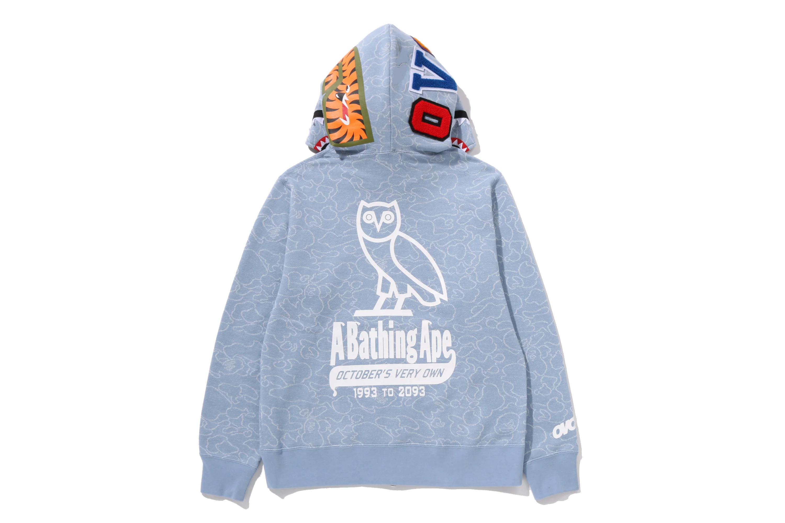 BAPE X OVO NEON 1ST CAMO JACQUARD SHARK FULL ZIP HOODIE - Image 3