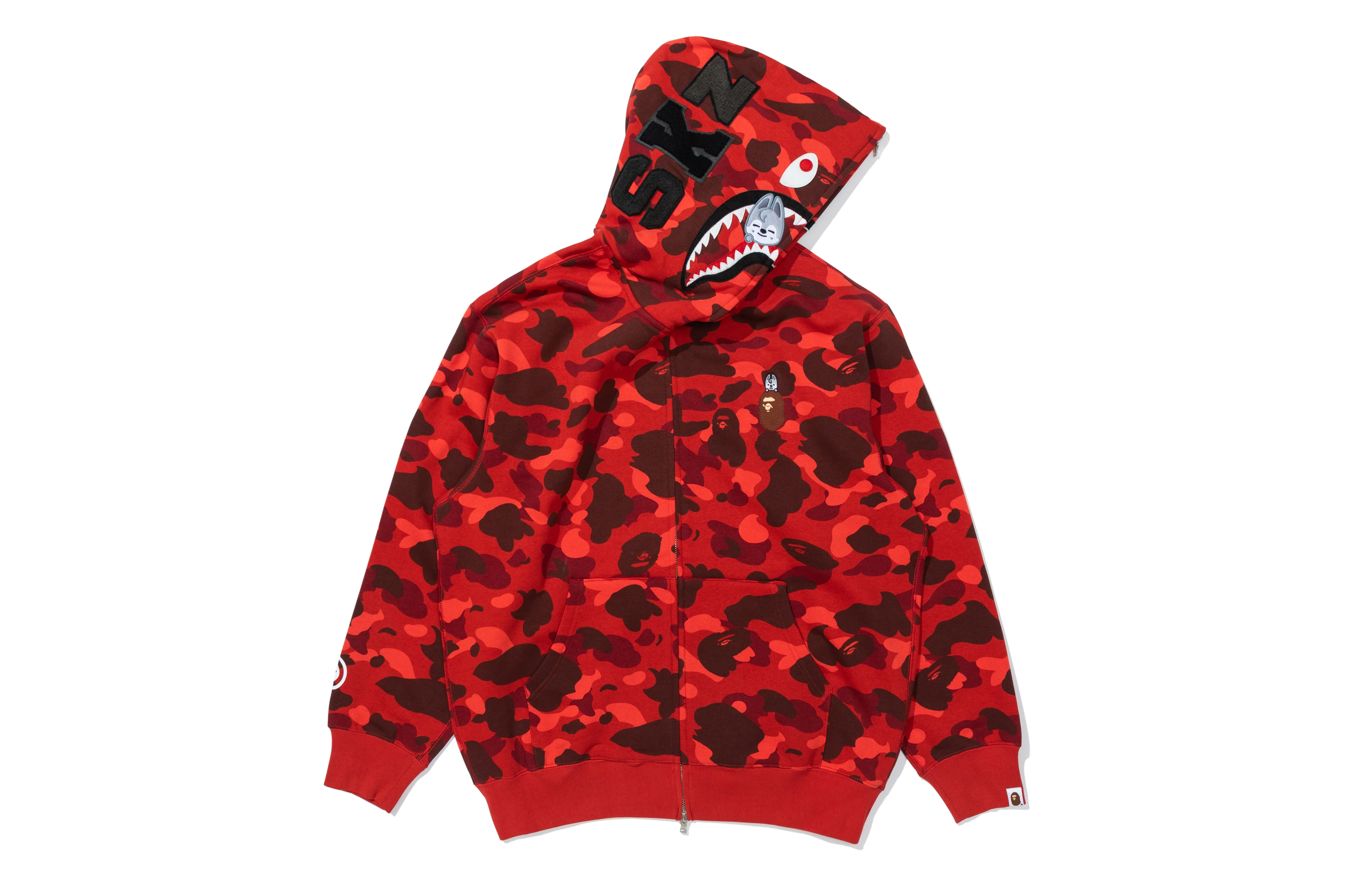 BAPE X STRAY KIDS CAMO SHARK RELAXED FIT FULL ZIP HOODIE - Image 2