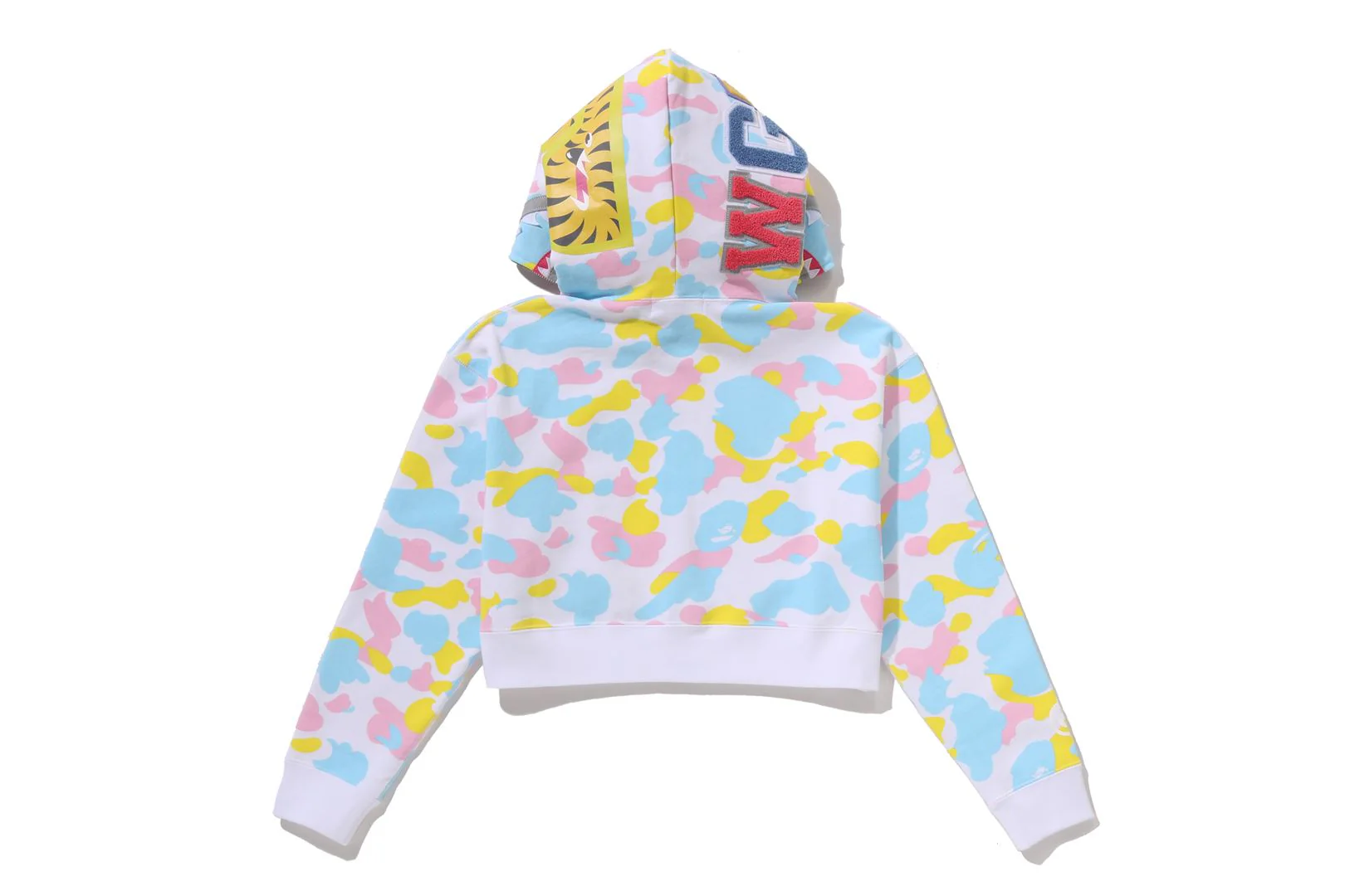 NEW MULTI CAMO SHARK CROPPED FULL ZIP HOODIE LADIES - Image 3