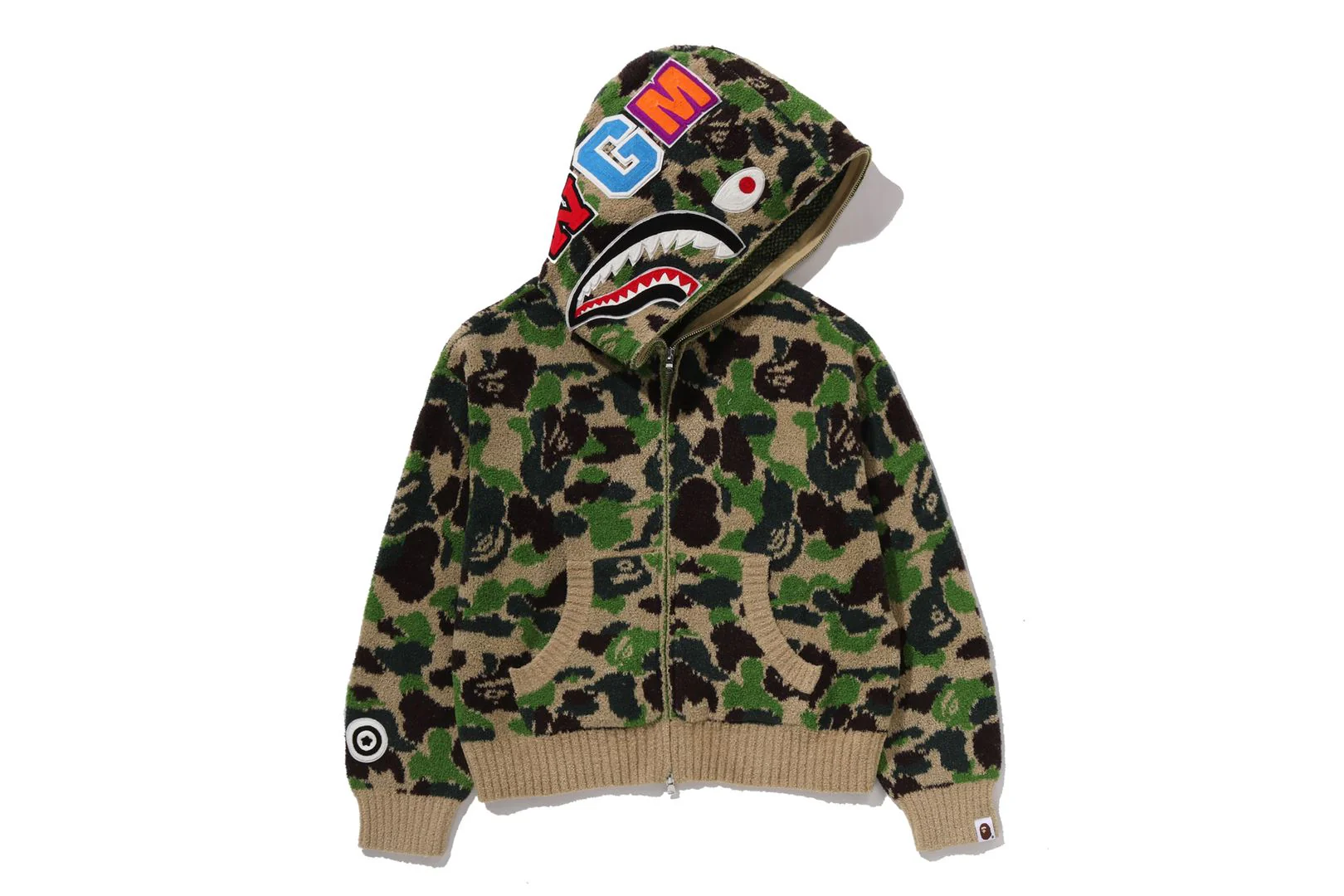 ABC CAMO TOWEL JACQUARD SHARK CROPPED FULL ZIP HOODIE LADIES - Image 7