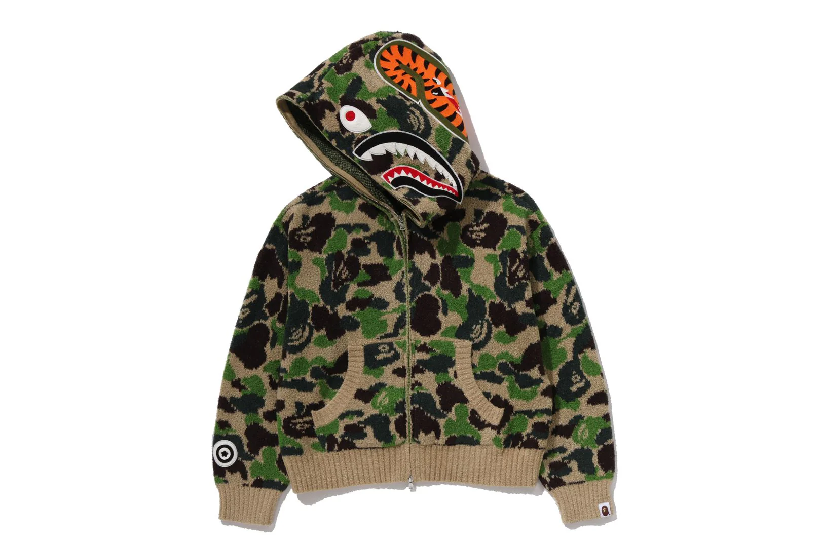 ABC CAMO TOWEL JACQUARD SHARK CROPPED FULL ZIP HOODIE LADIES - Image 8