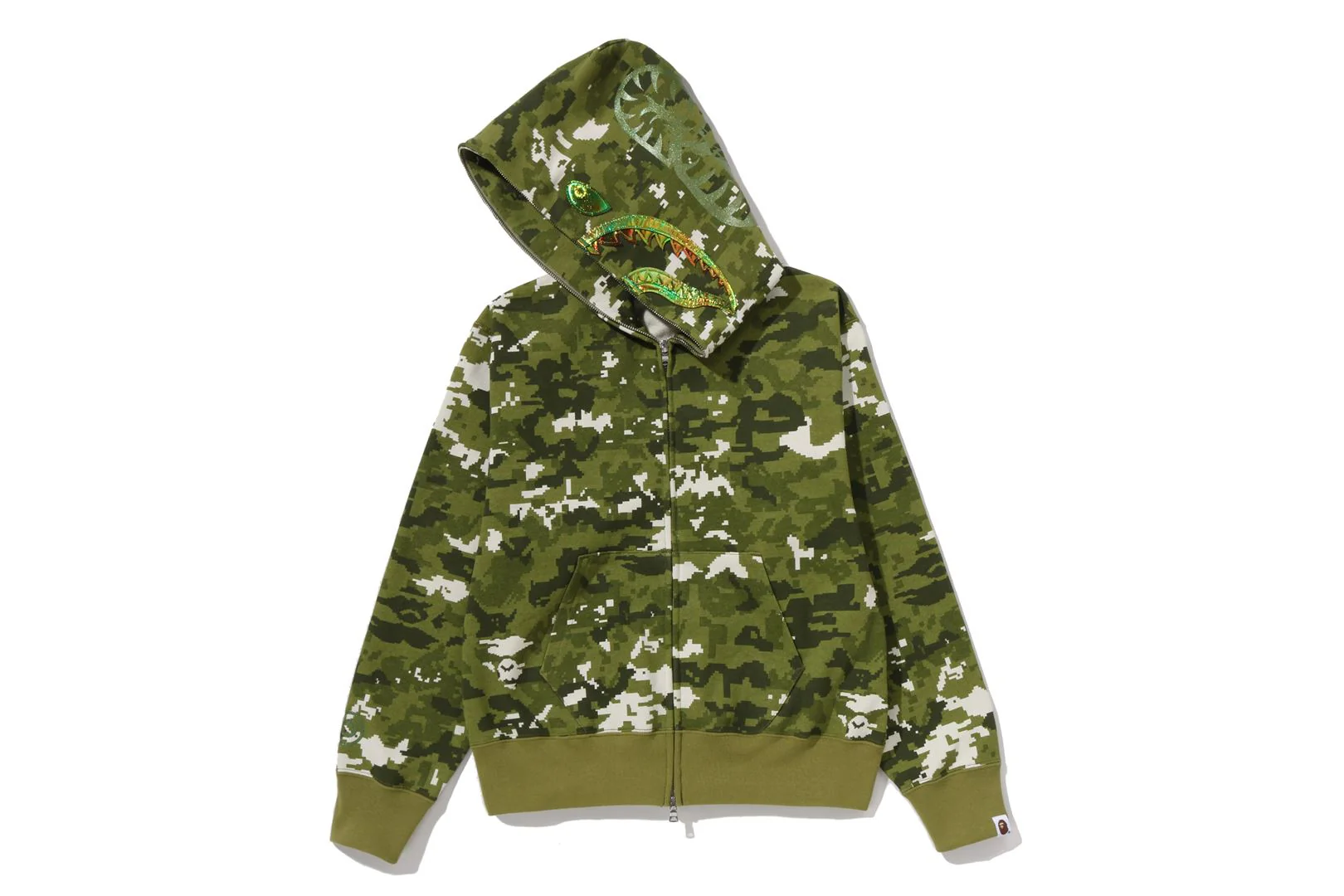 MULTI PIXEL CAMO SHARK FULL ZIP HOODIE LADIES - Image 8