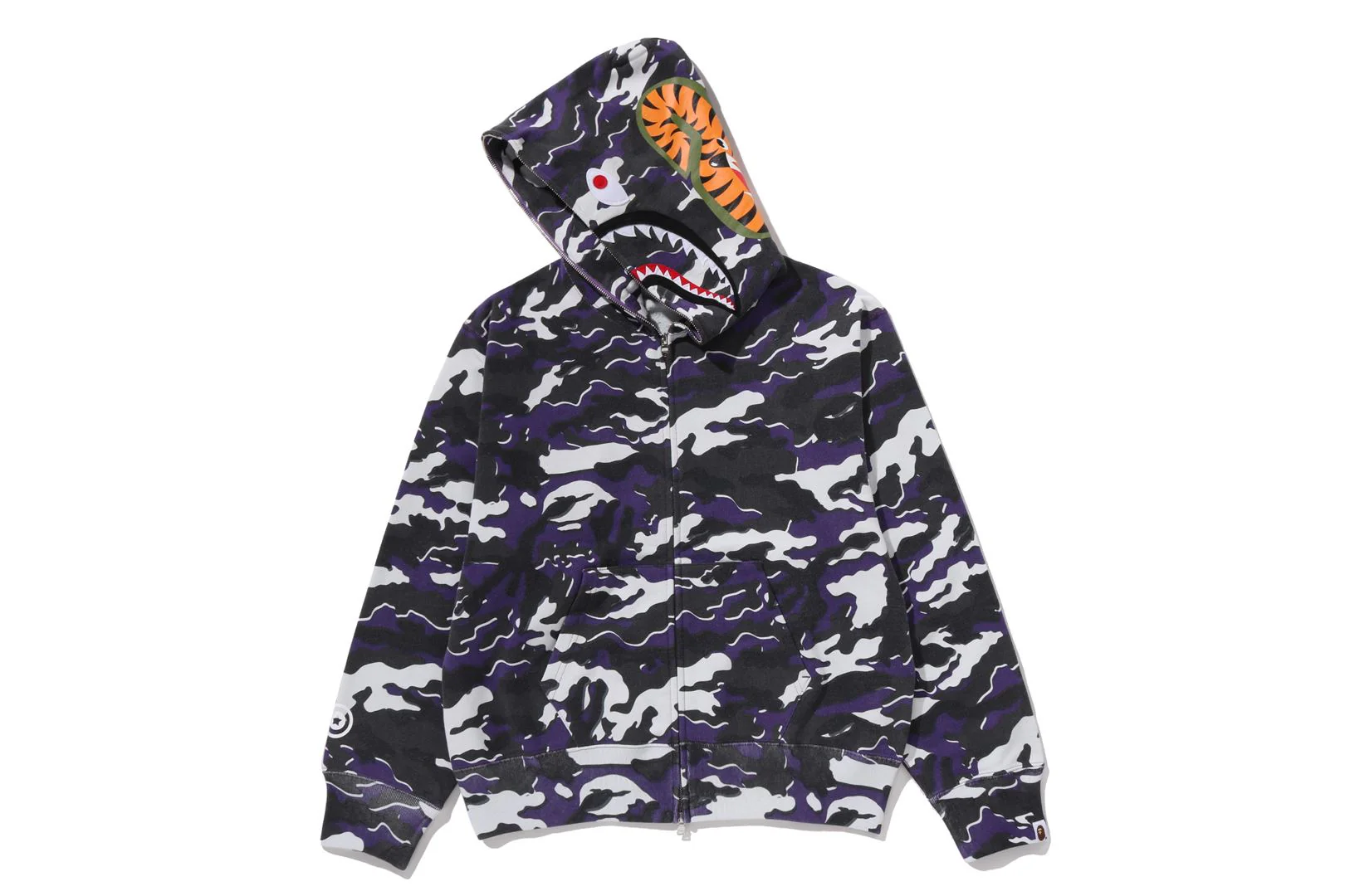 GLITCH WOODLAND CAMO SHARK FULL ZIP HOODIE LADIES - Image 2
