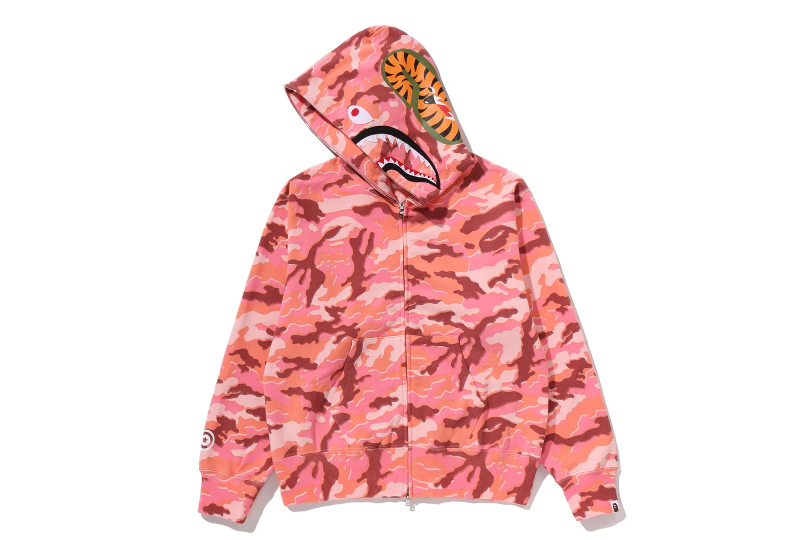 GLITCH WOODLAND CAMO SHARK FULL ZIP HOODIE LADIES - Image 5