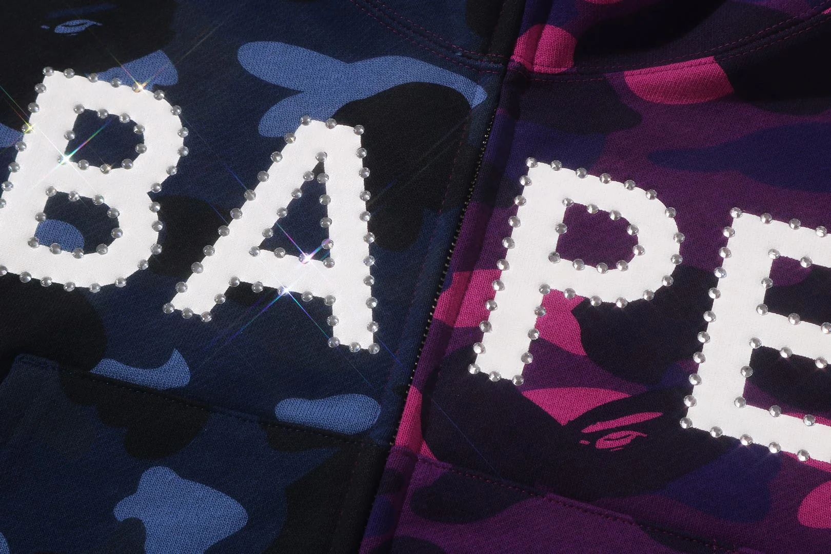 CRYSTAL LOGO COLOR CAMO HALF FULL ZIP HOODIE LADIES - Image 3