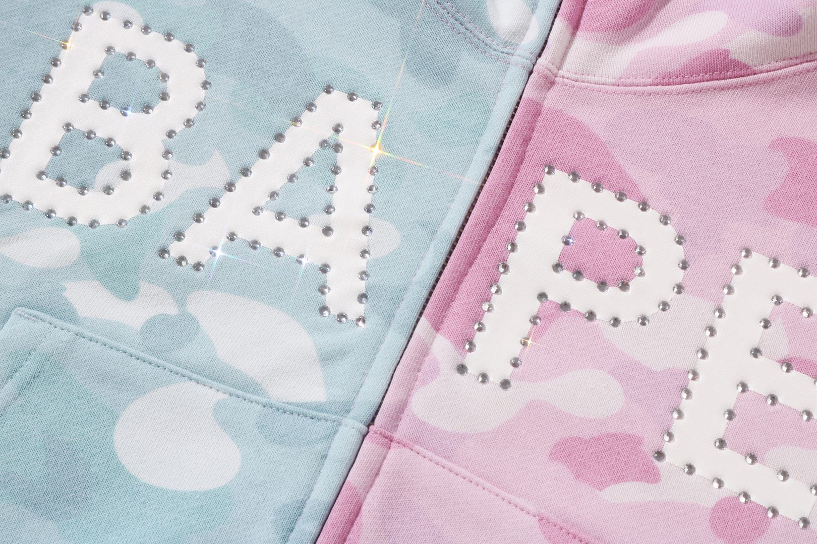 CRYSTAL LOGO PASTEL COLOR CAMO HALF FULL ZIP HOODIE LADIES - Image 3