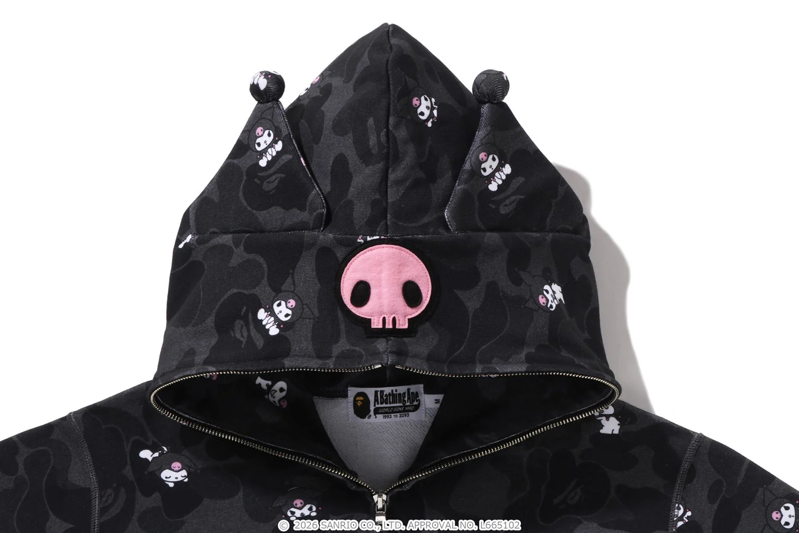 BAPE X KUROMI CAMO FULL ZIP HOODIE  LADIES - Image 3