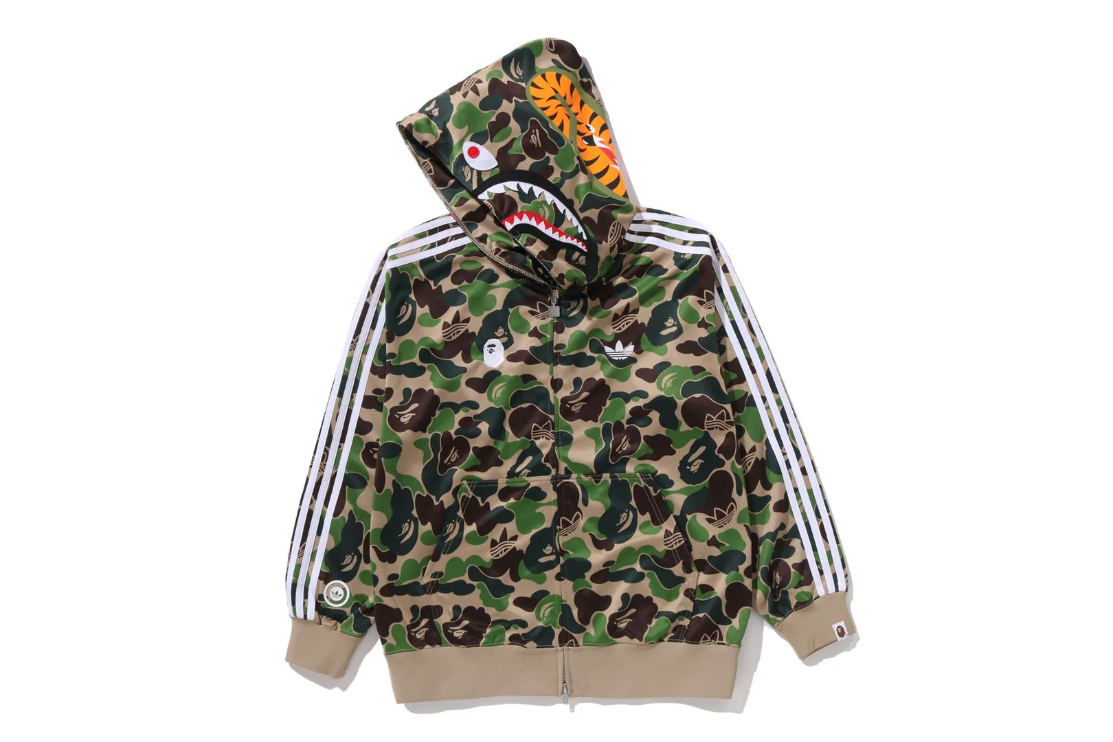 BAPE X ADIDAS RELAXED FIT TRACK CAMO SHARK FULL ZIP HOODIE - Image 2
