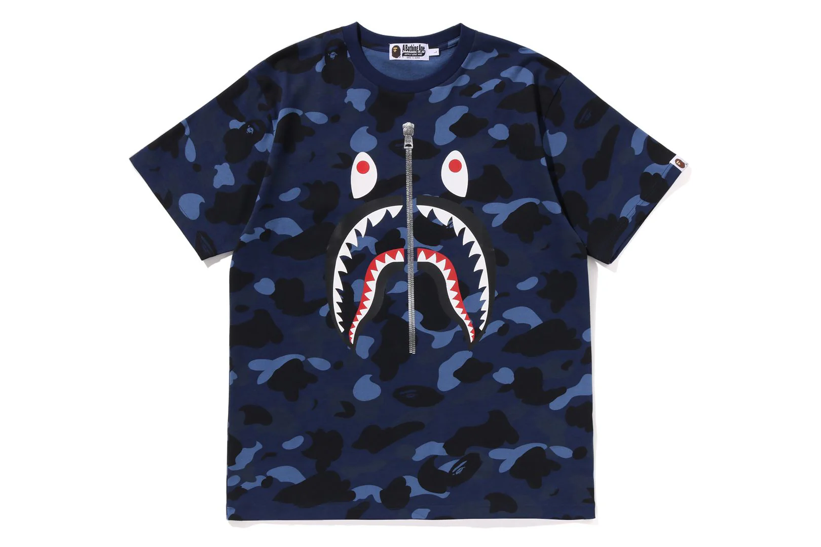 BAPE MENS COTTON COLOR CAMO SHARK T-SHIRT - Image 9
