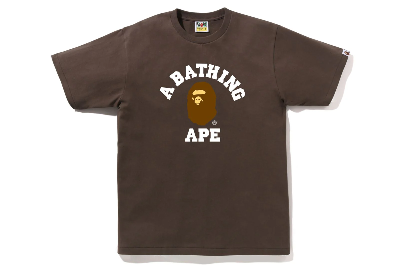 BAPE MENS COTTON APE HEAD PRINT COLLEGE T-SHIRT - Image 3