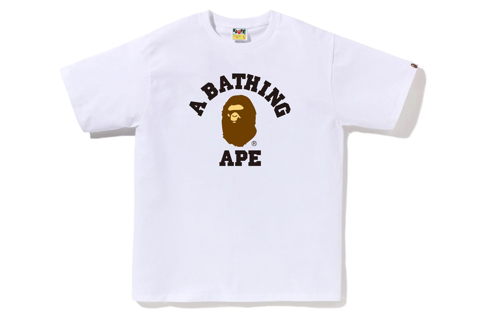 BAPE MENS COTTON APE HEAD PRINT COLLEGE T-SHIRT - Image 6