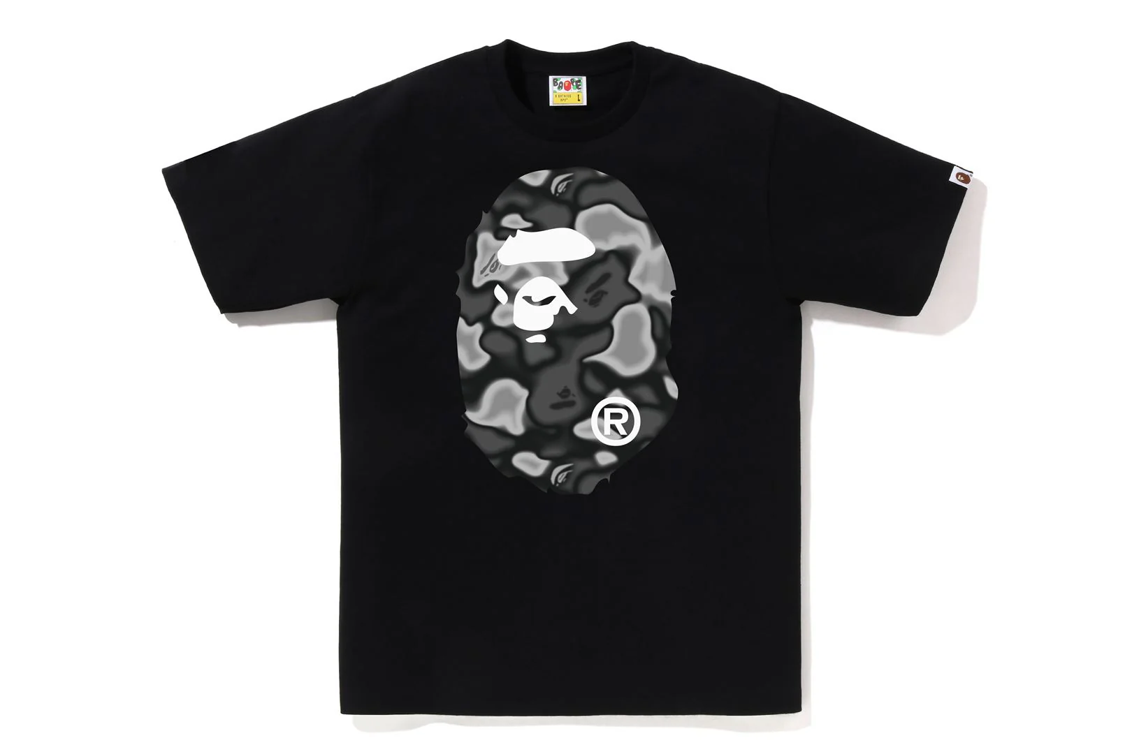 BAPE MENS COTTON BIG APE HEAD PRINT LIQUID CAMO T-SHIRT - Image 3