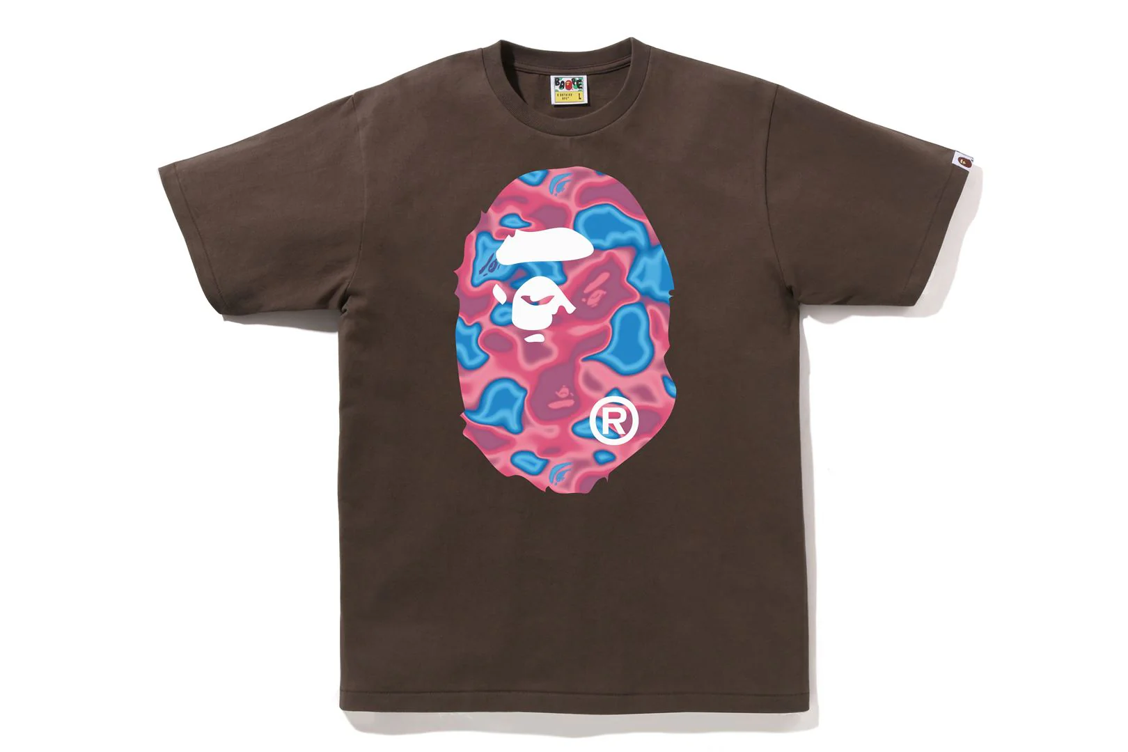 BAPE MENS COTTON BIG APE HEAD PRINT LIQUID CAMO T-SHIRT - Image 5
