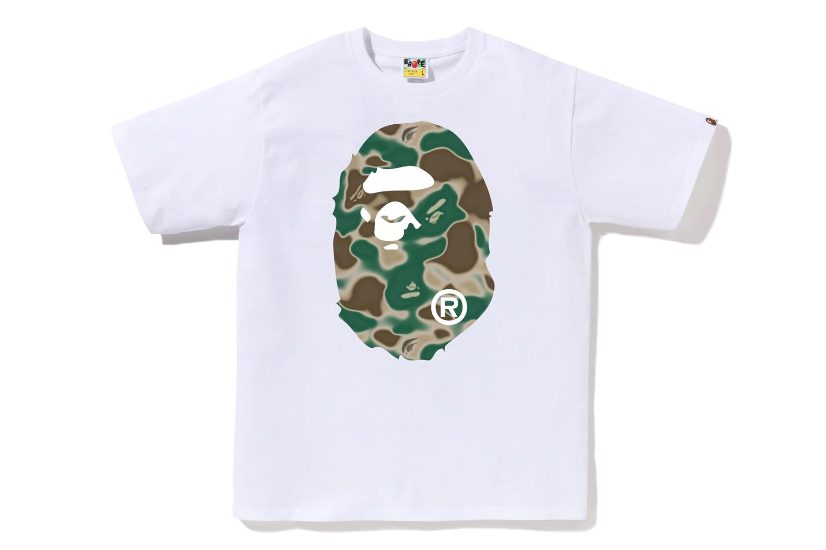 BAPE MENS COTTON BIG APE HEAD PRINT LIQUID CAMO T-SHIRT - Image 7