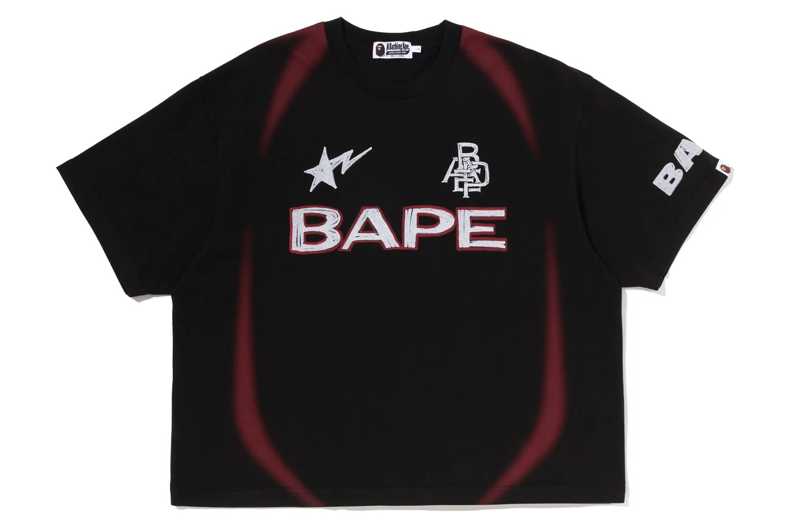 HEAVY WASH HAND DRAW FOOTBALL MULTI LOGO RELAXED FIT TEE