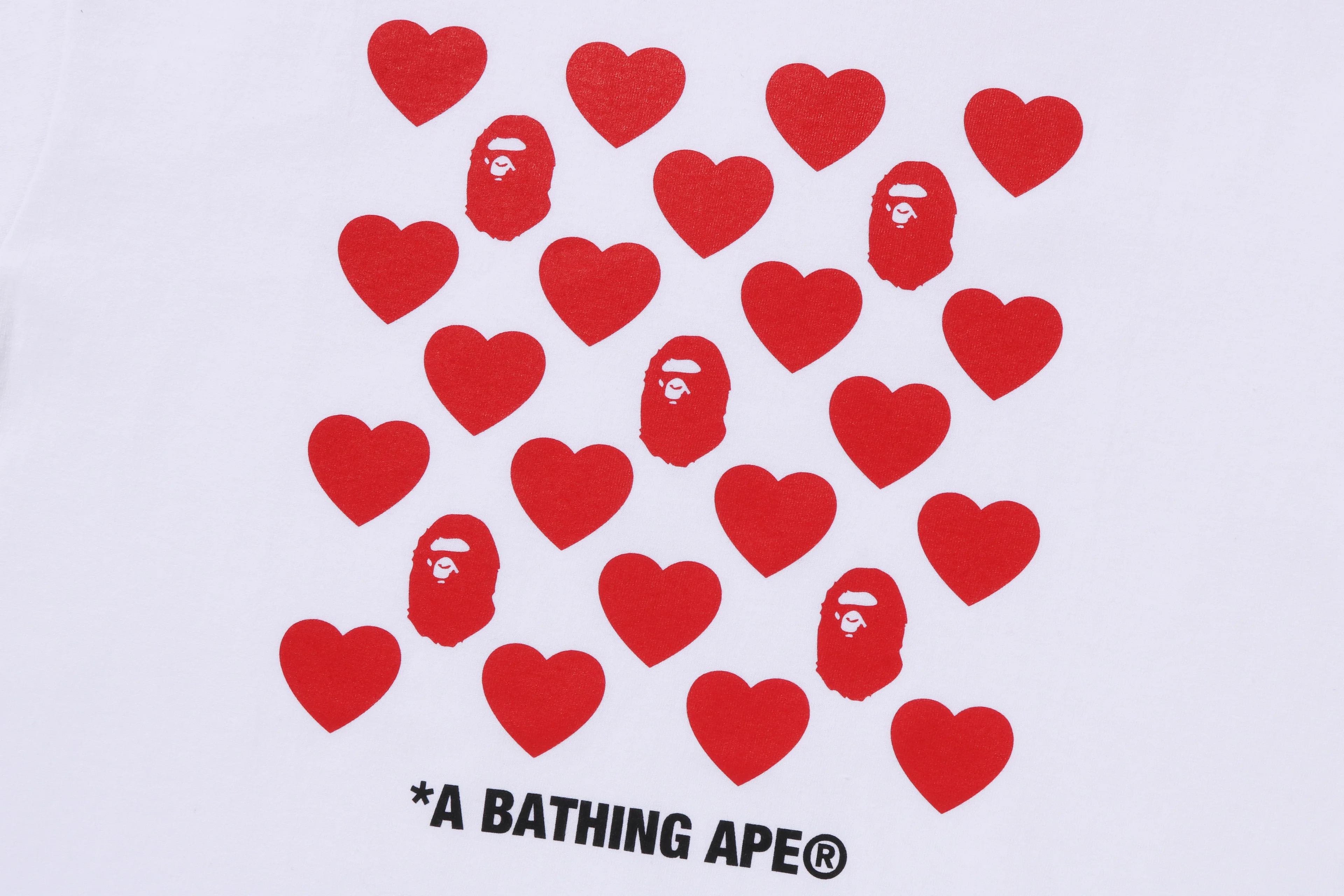 BAPE MENS COTTON HEART PATTERN BOX T-SHIRT - Image 4